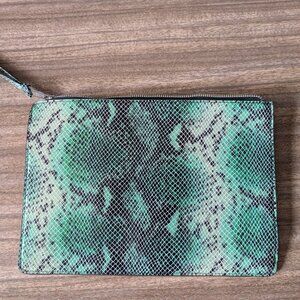 Aimee Kestenberg Green Snake Print Clutch